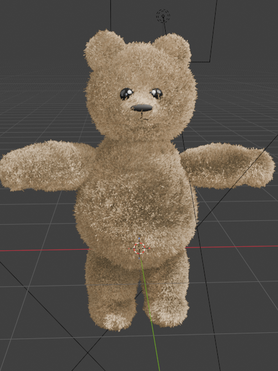 AI-generated plush teddy bear character modeled in Blender using 3D-Agent